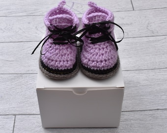 DM Style Crochet Baby Booties / Crib Shoes  Baby Pink