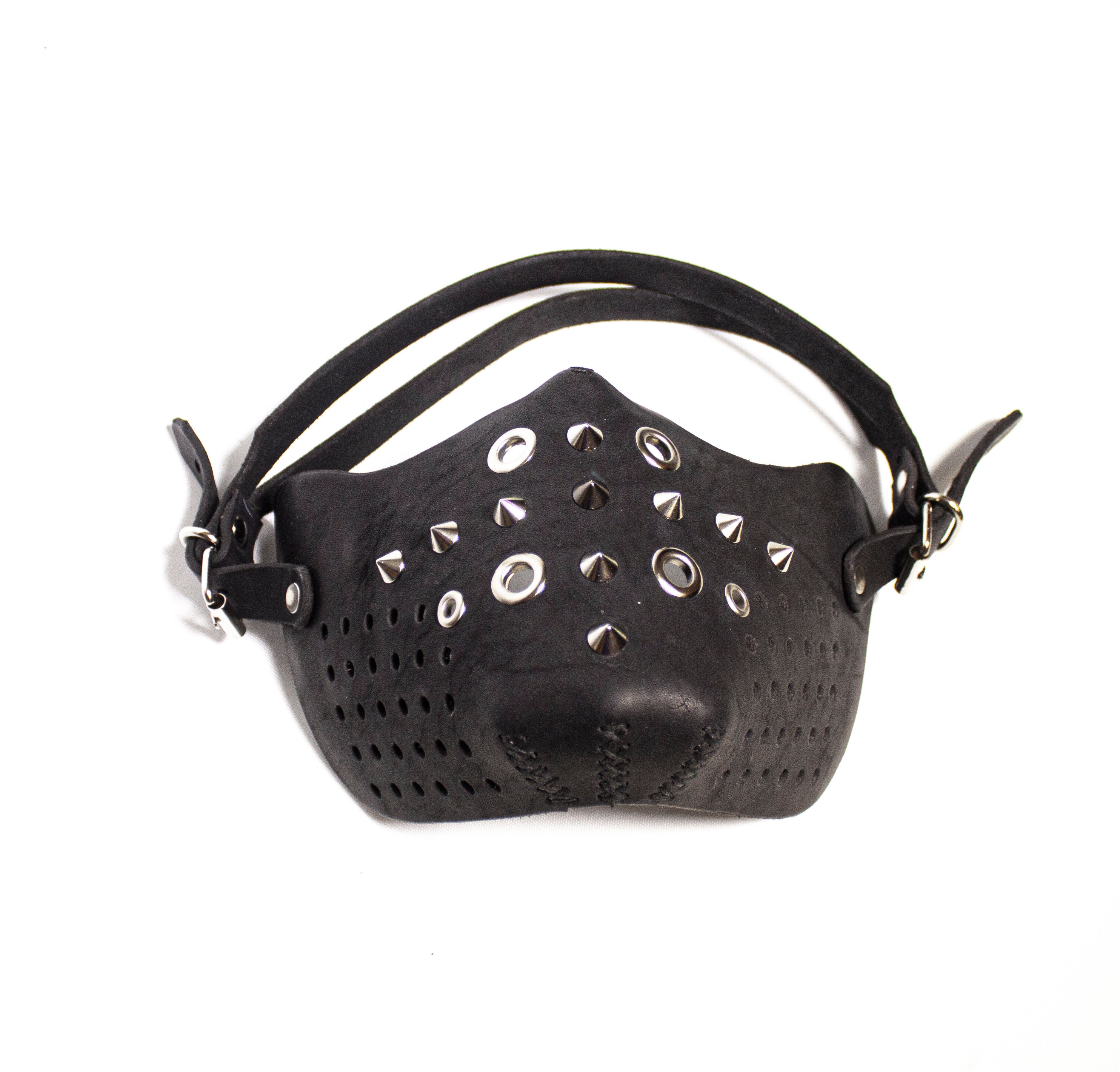 Horror roleplay leather mask with Steel spikes Etsy