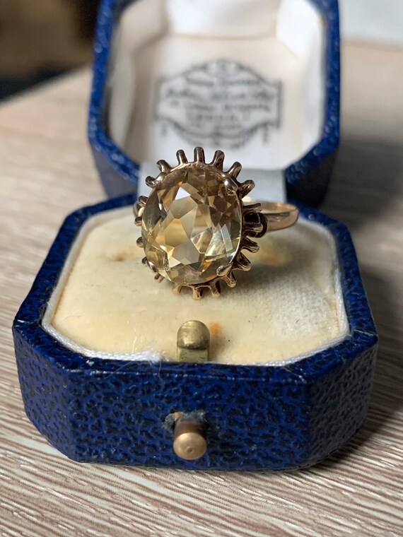 Vintage 9ct gold citrine ring