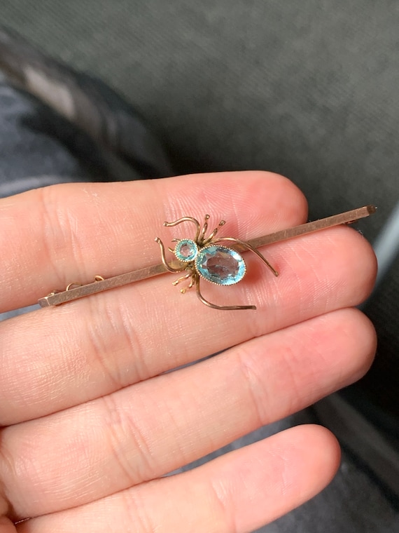 Antique 9ct gold paste spider brooch