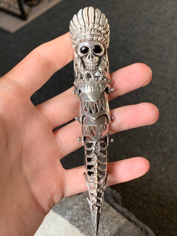 Huge sterling silver skeleton ring