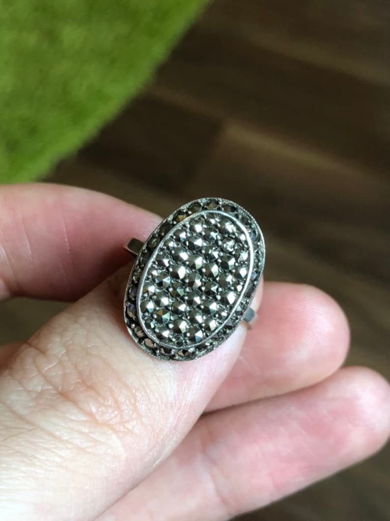 Vintage silver marcasite ring