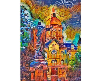 Sacred Heart And The Dome - Blank Greeting Cards