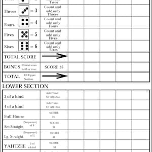 yahtzee print your own yahtzee game card pdf prints two etsy