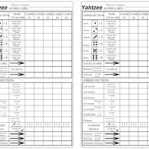 yahtzee print your own yahtzee game card pdf prints two etsy