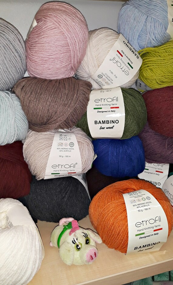 Etrofil Bambino Lux Wool.Organic Merino wool. Merino wool for Baby. Designed in Italy. Merino wool blend and acrylic. Very soft merino wool.