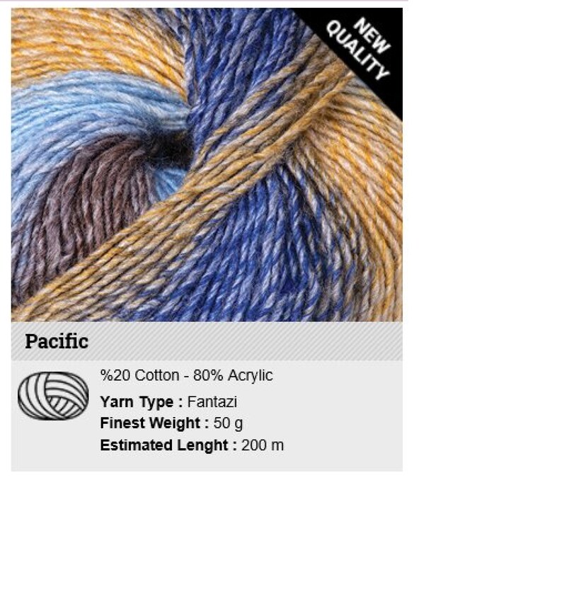 Pacific. New Quality From Turkish Manufacturer Yarnart. Blend of Wool and Acrylic. Type Fantasy