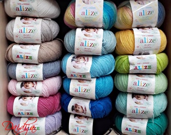 ALIZE BABY WOOL blend wool, acrylic, bamboo. Yarn for children, newborns, yarn for knitting, hats, socks, booties. Warm and soft yarn.