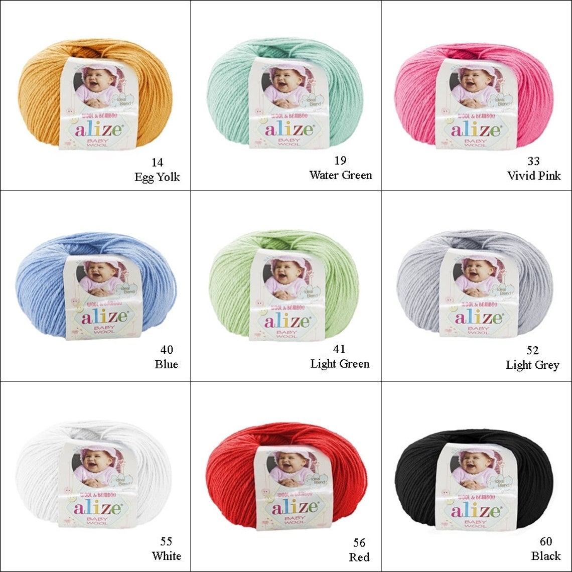 ALIZE BABY WOOL Blend Wool, Acrylic, Bamboo. Yarn for Children ...