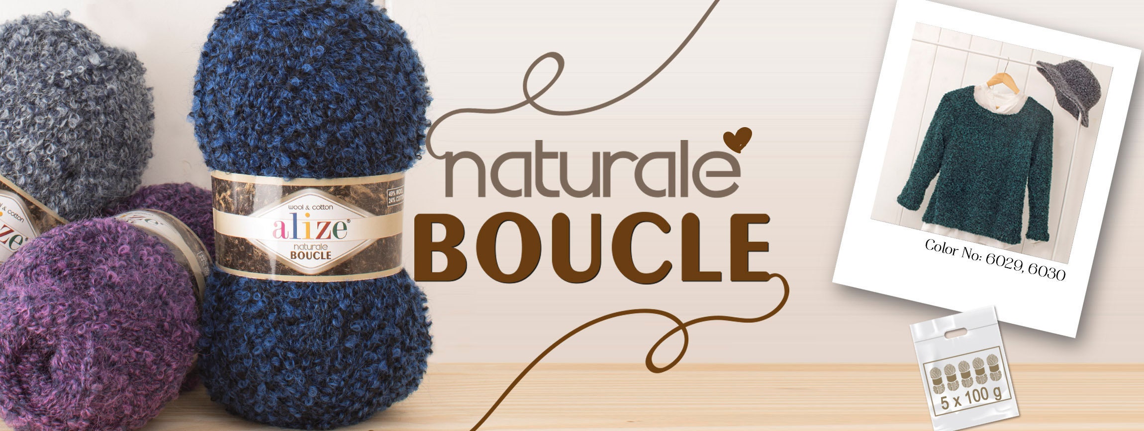 Alize NATURALE BOUCLE YARN. New Quality From Turkish Manufacturer