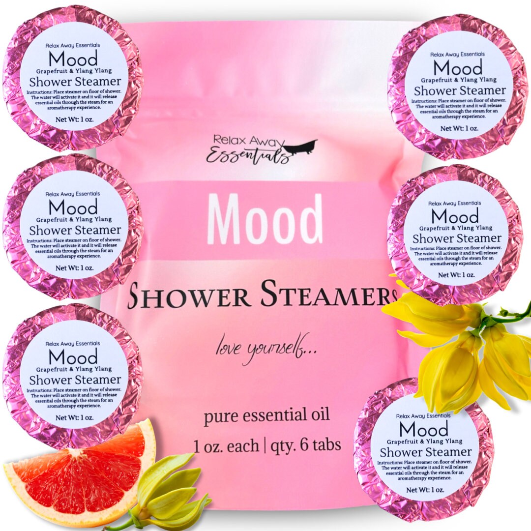 Mood Shower Steamers 6 Pack Grapefruit and Ylang Ylang Essential Oils Aromatherapy Spa Gift