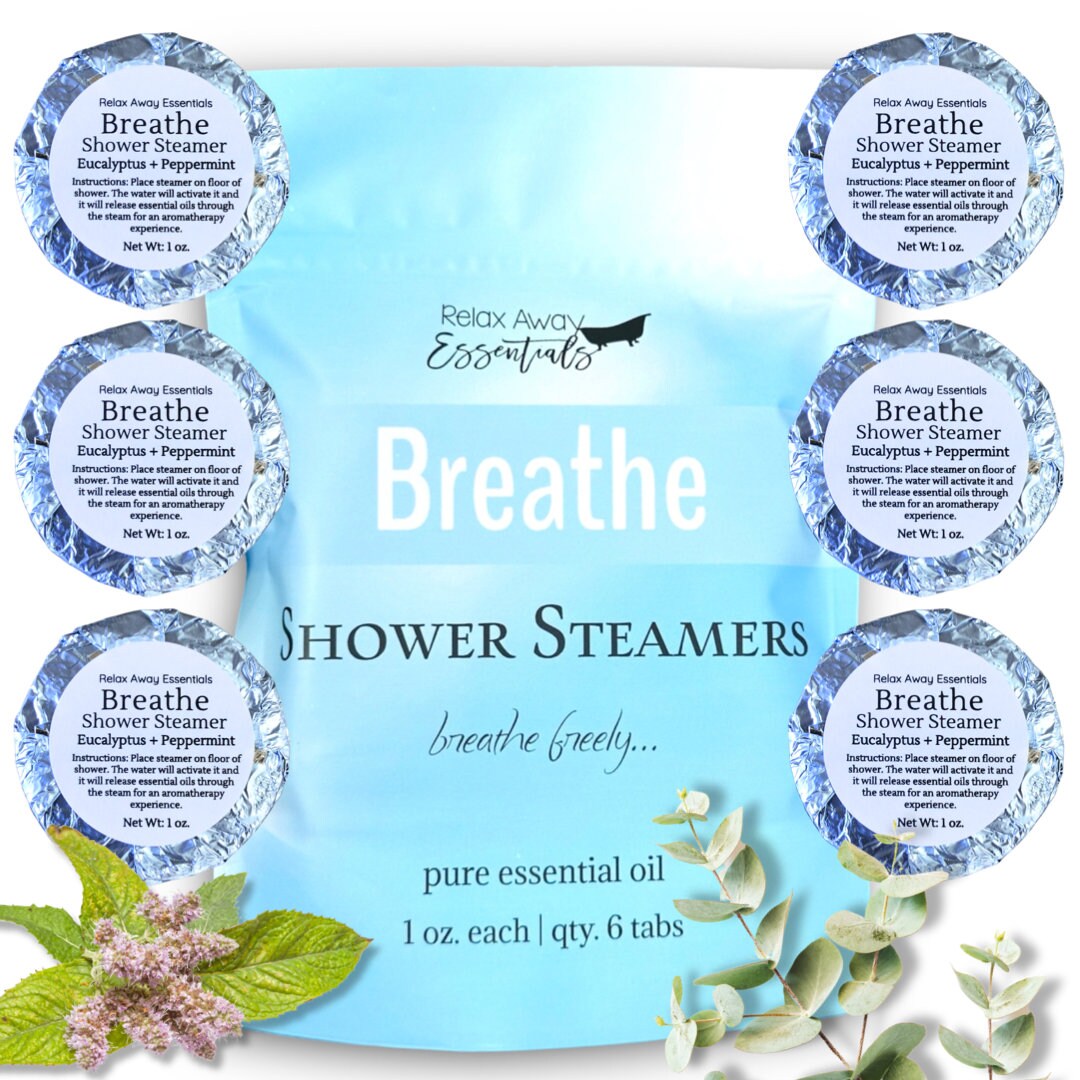 6 Pack Breathe Shower Steamers Aromatherapy Peppermint Eucalyptus