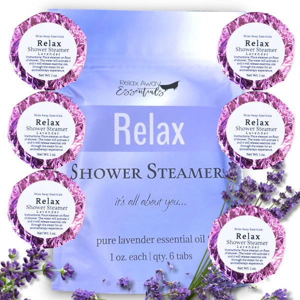 6 Pack | Relax | Shower Steamers | Aromatherapy | Lavender Essential Oil | Sleepy | Spa Gift | Handmade gift | Natural | Vegan | mom gift