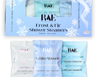 Frost & Fir Shower Steamers 6 Pack | Minty Aromatherapy | Menthol | Soothing | Spa Gift | Holiday Gift | Christmas | Stocking Stuffer