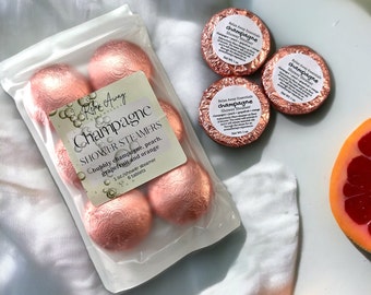 Champagne Shower Steamers | 6 pack | aromatherapy | spa gift | Handmade gift | Graduation Gift | Mom Gift | Gift for her | Friend Gift