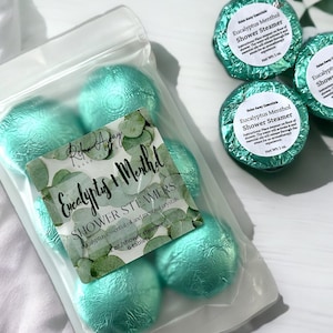 Eucalyptus + Menthol Shower Steamers | 6 pack | Aromatherapy | Sinus Congestion Relief | Essential Oil |  Spa Gift | Handmade gift