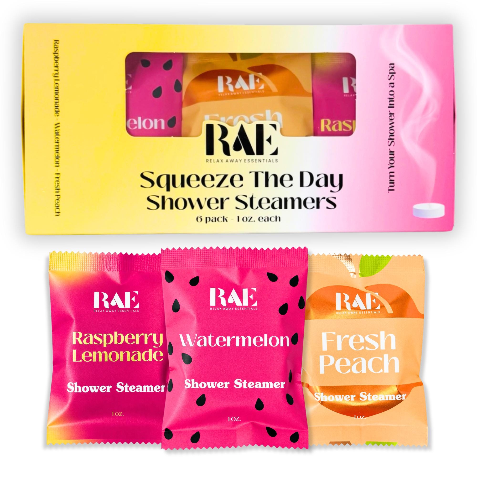 Squeeze the Day Shower Steamers 6 Pack Aromatherapy Fruity Spa Gift Handmade Gift Fun Gift