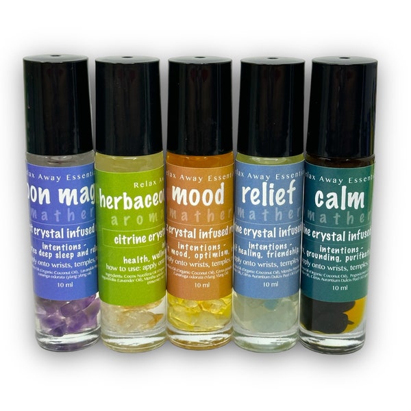 Aromatherapy Roll On | Crystal Infused | Essential Oils | Spa Gift | Relief | Relax | Gift