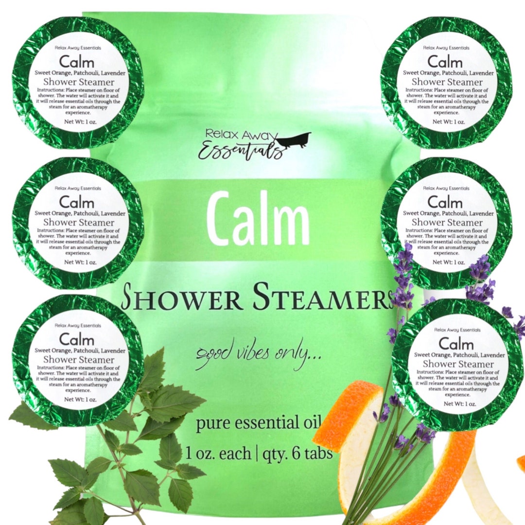 6 Pack Calm Shower Steamers Aromatherapy Patchouli Orange Lavender