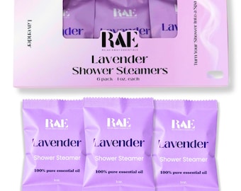 Paquete de 6 pastillas efervescentes de lavanda para la ducha / Spa de aromaterapia / Regalo para ella / Relajante / Aceites esenciales naturales