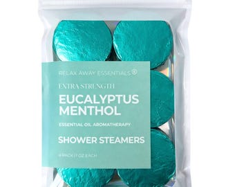 Extra Strength Eucalyptus Menthol Shower Steamers | 6 Pack | Strongly Scented | Essential Oils | Breathe | Relief