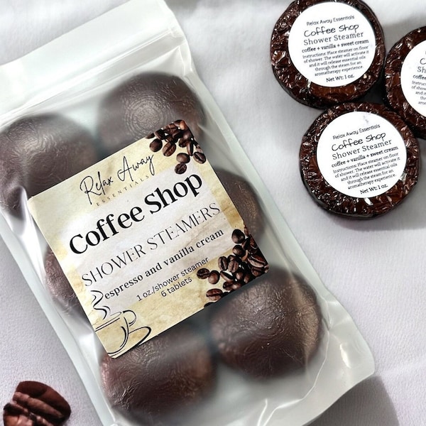 Coffee Shop Shower Steamers 6 Pack | Coffee | Coffee Lover | Spa Gift | Espresso | Essential Oil | Wake up | Aromatherapy | Handmade gift