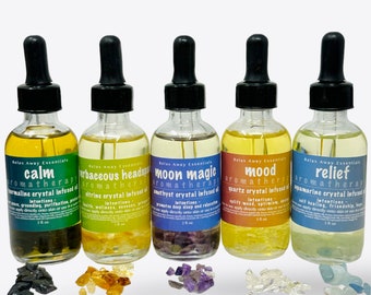 Aromatherapy Crystal Infused Bath & Body Oil | Spa Gift | Essential Oils | Natural