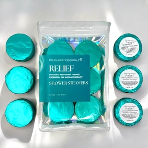 Relief Shower Steamers 6 Pack | Orange Lavender Peppermint | Aromatherapy | Essential Oil | Spa Gift | Handmade gift | Natural | Mothers Day