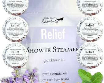 Relief Shower Steamers 6 Pack | Orange Lavender Peppermint | Aromatherapy | Essential Oils | Spa Gift | Favors | Handmade gift | Natural
