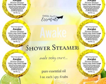 6 Pack | Awake Shower Steamers | Citrus | Aromatherapy | Lemon, Lime, Orange Essential Oils | Wake Up | handmade gift