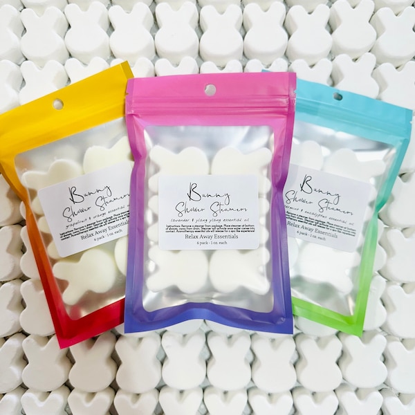 Bunny Shower Steamers | Choose Pack | Essential Oils | 6 Pack | Spa Gift | Easter Basket Gift | handmade gift | dye free