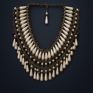 Handmade Gold Bib Perlenkette | Vintage inspiriert Statement Schmuck