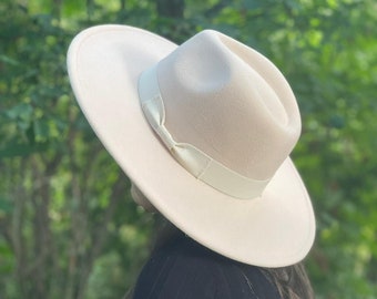 Fedora, Male and Female felt jazz, Winter Hat, Women Wide Brim Hat, Vintage Hat, Man / Woman Flat Brim Hat, Stiff brim, Bow knot style