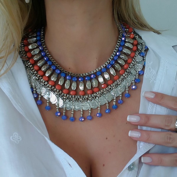 Native Brazilian Crystal Necklace| Fine Jewelry| Gypsy| Boho Style| Tribal Maximalist Jewelry| Unique Jewelry for Gifting| Tribal Jewelry