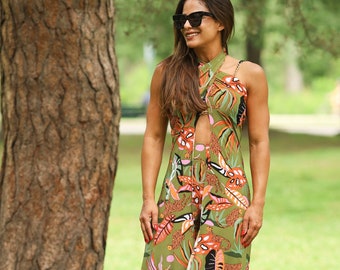 5 in 1 backless jumpsuit met wijde pijpen Zwarte jumpsuit met wijde pijpen Zomeroutfit Elegante jumpsuit Veelzijdige broekoutfit Reizen Comfortabele broek