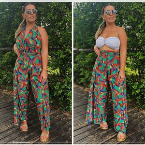 5 in 1 Backless Wide Leg Jumpsuit Versatile Wrap Pants Jumpsuit Wide Leg Jumpsuit Outfit Summer Elegant Jumpsuit From Beach Style to Wedding