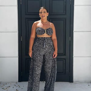 Beachwear Pant Set: Brazilian Knit Bandeau Top & Wide Leg Pants