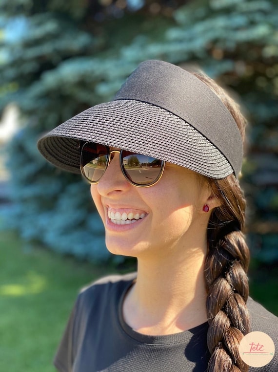 Boho Hat, Sun Hat, Beach Hat, Shade Visor Beige Straw Cap