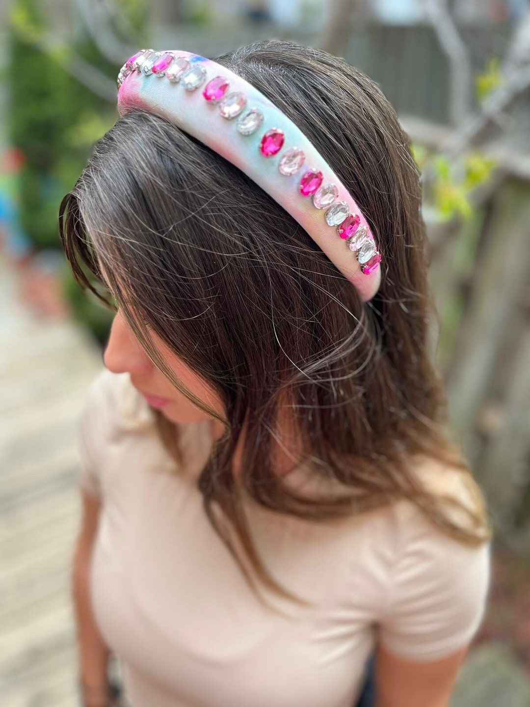 Crystal multicolor padded headband. Super soft and comfortable. New. Amazon.com : Rhinestone Padded Headband Baroque Crystal  main image 3