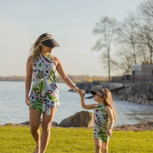 Tropical Print Mommy and Me Matching Beach Dress Set