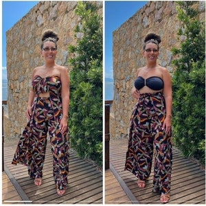 5 in 1 Backless Wide Leg Jumpsuit Versatile Wrap Pants Jumpsuit Wide Leg Jumpsuit Outfit Summer Elegant Jumpsuit From Beach Style to Wedding Macaw