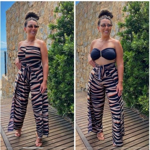 5 in 1 Backless Wide Leg Jumpsuit Versatile Wrap Pants Jumpsuit Wide Leg Jumpsuit Outfit Summer Elegant Jumpsuit From Beach Style to Wedding Off Zebra