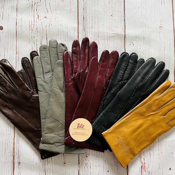 Ladies Leather Gloves, Nicely Lined, Leather Gloves, Vintage Ladies Leather Gloves size 7 1/2, Women's Formal Gloves, Genuine Leather Gloves