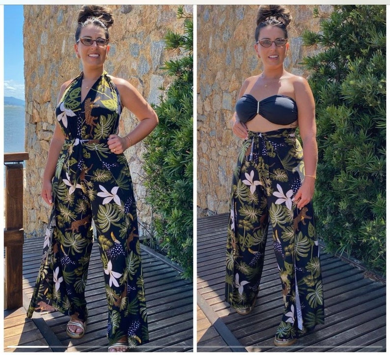5 in 1 Backless Wide Leg Jumpsuit Versatile Wrap Pants Jumpsuit Wide Leg Jumpsuit Outfit Summer Elegant Jumpsuit From Beach Style to Wedding Amazon