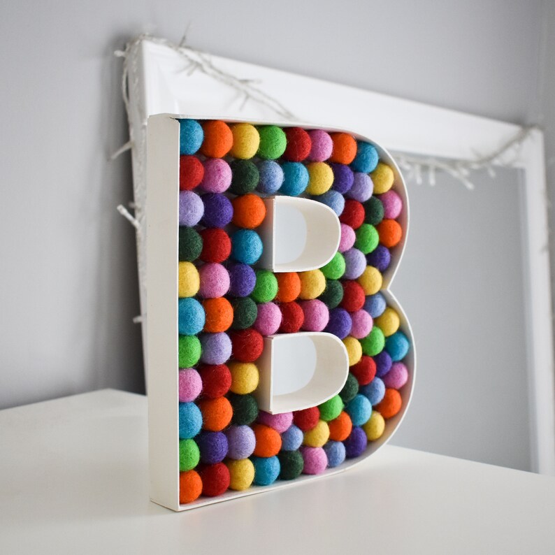 Wooden Felt Ball Letter Decoration | Etsy