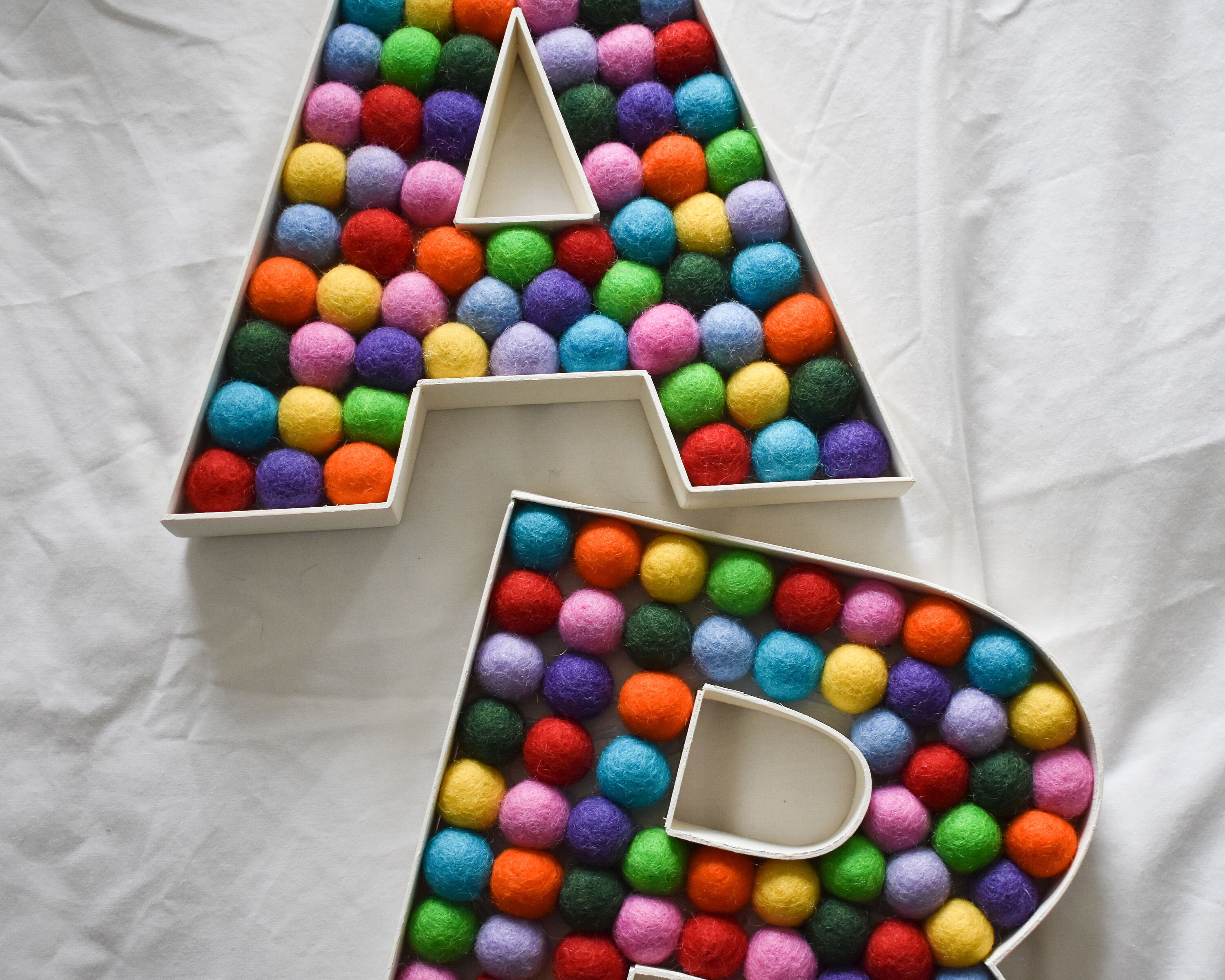 Wooden Felt Ball Letter Decoration | Etsy