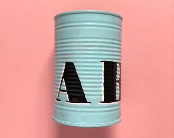 ABC storage tin or stationery pen pot