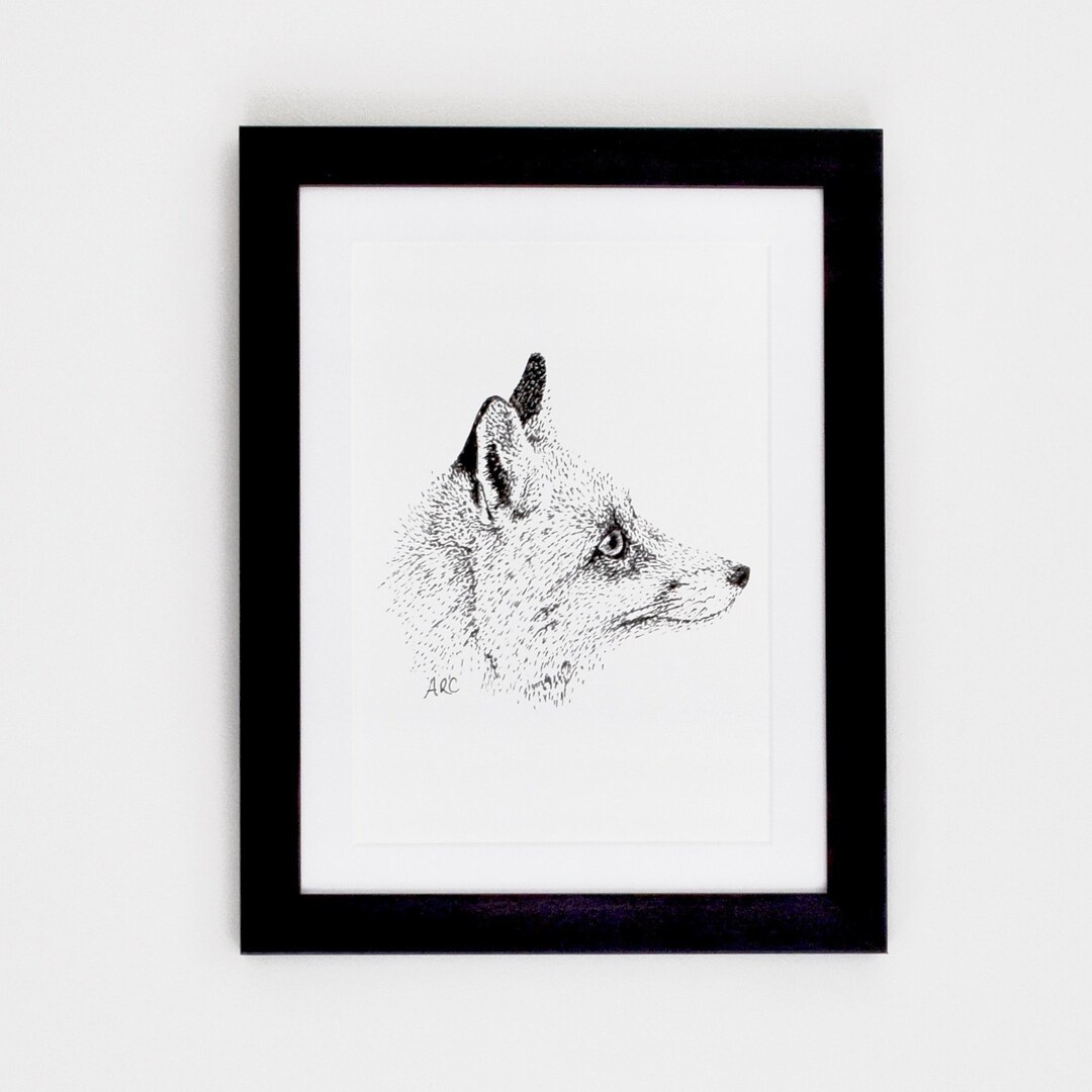 Fox Drawing Print - A4 Red Fox Wall Art, Pen and Ink Wildlife ...