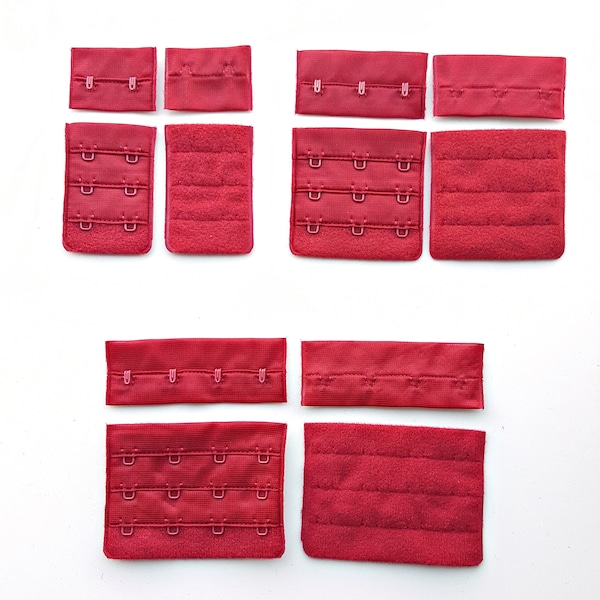 Soutien-gorge rouge faisant des fermetures à crochets et à yeux 3x4, attache réglable de soutien-gorge 3x2, fermeture de bralette 3x3, fourniture de fabrication de soutien-gorge
