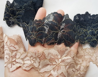 Stretch Lace Trim, Scalloped Edge Lace Trimming, width 6.5 cm / 2.56", Nr 186, 171